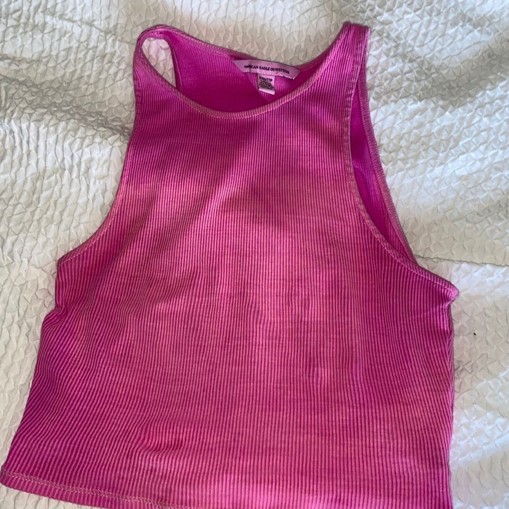 Adorable American eagle pink ribbed crop top